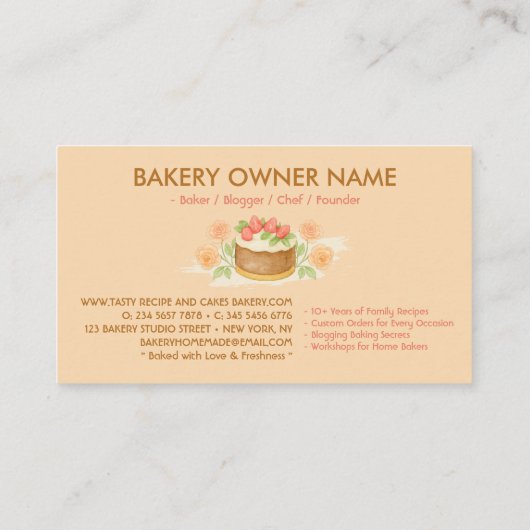 ケーキメーカークッキーイベントベーカリーカフェ 名刺 (裏面)