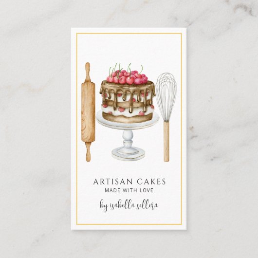 ケーキメーカー水彩ベーキング器ケーキ 名刺 (正面)