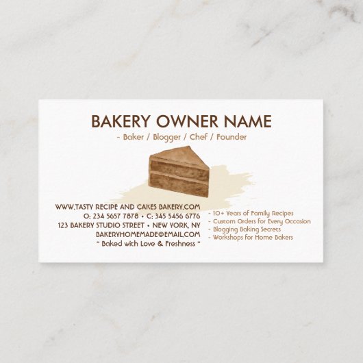 ケーキメーカー結婚クッキーの誕生日ベーカリーミニマル 名刺 (裏面)