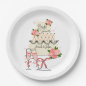 ケーキモダンブライダルシャワー ペーパープレート (正面)