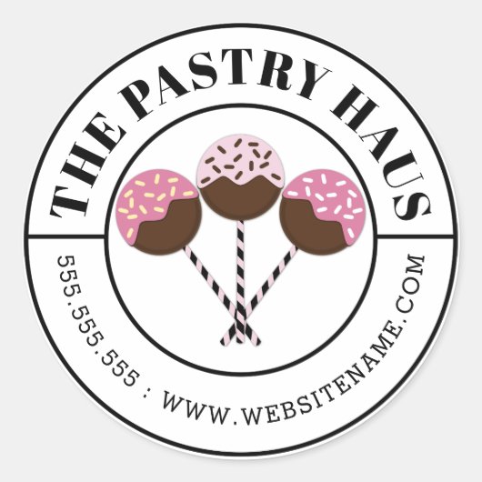 ケーキモダンポップ曲線文字 ラウンドシール (正面)