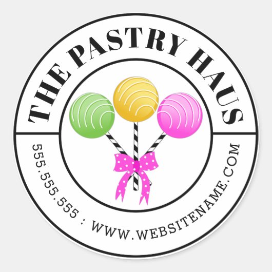 ケーキモダンーカラフルポップ曲線文字 ラウンドシール (正面)