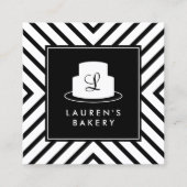 ケーキモノグラムモダンロストライプゴベーカリー スクエア名刺 (正面)