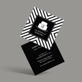 ケーキモノグラムモダンロストライプゴベーカリー スクエア名刺