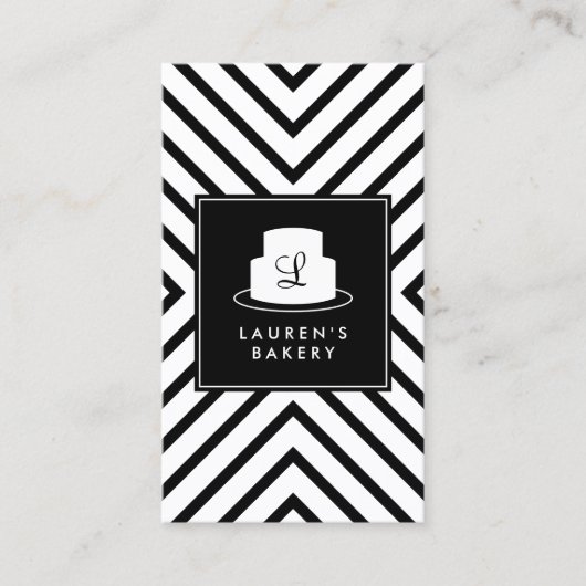 ケーキモノグラムモダンロストライプゴベーカリー 名刺 (正面)