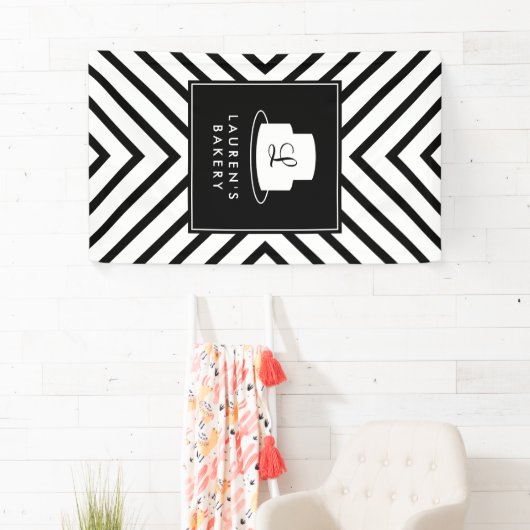 ケーキモノグラムモダンロストライプゴベーカリー 横断幕 (インサイチュ)