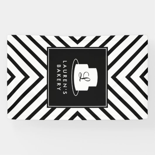 ケーキモノグラムモダンロストライプゴベーカリー 横断幕 (横)