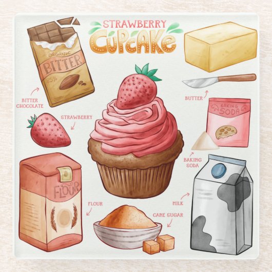 ケーキレシピガラスコースター ガラスコースター (正面)