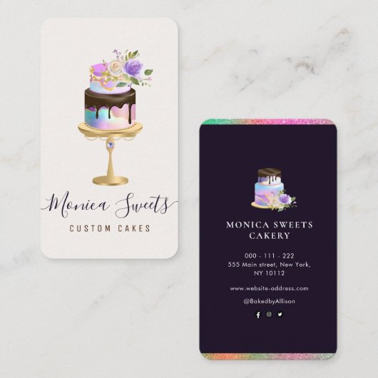 ケーキロカスタムゴケーキパンパーソナライズされた粉 名刺 (正面/裏面)