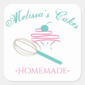 ケーキロゴウィスク自家製ベーカリーチョークボード スクエアシール (正面)