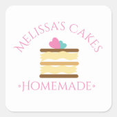 ケーキロゴステッカーズ自家製ベーカリー事業 スクエアシール (正面)