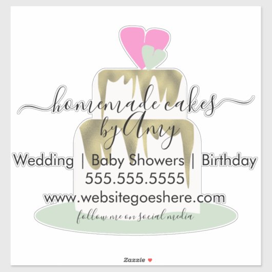 ケーキロゴベーカリービジネスマーケティングカーデカール シール (シート)