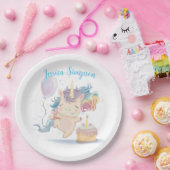 ケーキ付きユニコーン誕生日紙プレート ペーパープレート (パーティー)