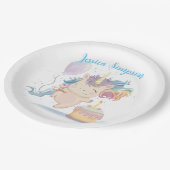 ケーキ付きユニコーン誕生日紙プレート ペーパープレート (アングル)