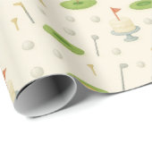 ケーキ付き男の赤ちゃんブルーをテーマにしたゴルフ ラッピングペーパー (ロールコーナー)