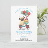 ケーキ付き自転車のパグ2nd誕生日パーティー 招待状 (スタンド正面)