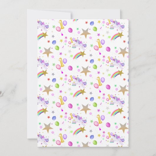 ケーキ付き誕生日ユニコーン招待状 招待状 (裏面)