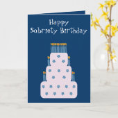 ケーキ付き青い汚れ誕生日グリーティングカード カード (黄色い花)