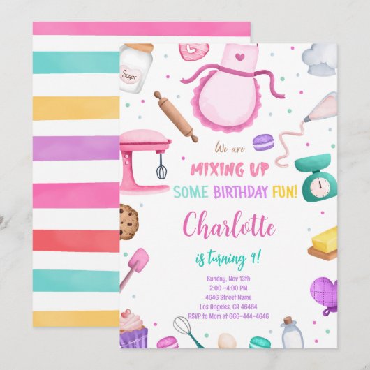 ケーキ作りパーティーのご案内 招待状 (正面/裏面)
