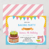 ケーキ作り デコレーション 招待 招待状 (正面/裏面)