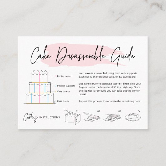 ケーキ分解ガイドピンク水彩ベーカリー 名刺 (正面)