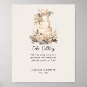 ケーキ切りニュートラル結婚式の受付情報 ポスター (正面)