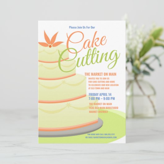 ケーキ切断お祝い|会社のイベント 招待状 (スタンド正面)