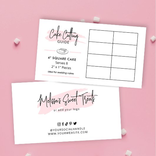ケーキ切断ガイド4"角ケーキの部分の図 エンクロージャーカード