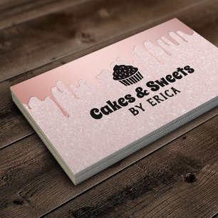 ケーキ及び菓子のカップケーキの家のベーカリーのピンクのグリッター 名刺