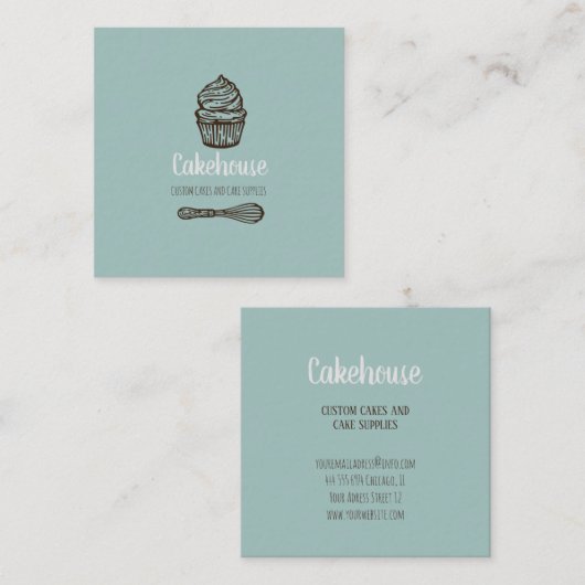 ケーキ営業ベーカリー折り畳み可能名刺 スクエア名刺 (正面/裏面)