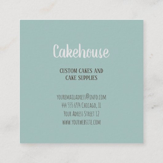ケーキ営業ベーカリー折り畳み可能名刺 スクエア名刺 (裏面)