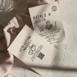 ケーキ図解入りの、写真付きのス予測できなスイートQRコードおもしろい結婚 招待状