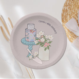 ケーキ夏40歳の誕生日 ペーパープレート