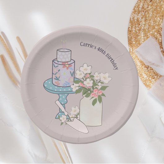 ケーキ夏40歳の誕生日 ペーパープレート