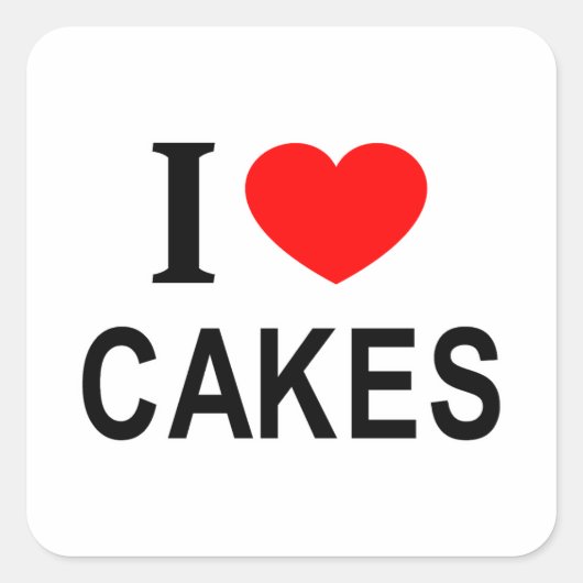 ケーキ大好き!ケーキ愛してる!ケーキが好き! スクエアシール (正面)