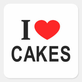 ケーキ大好き！ケーキ愛してる！ケーキが好き！ スクエアシール