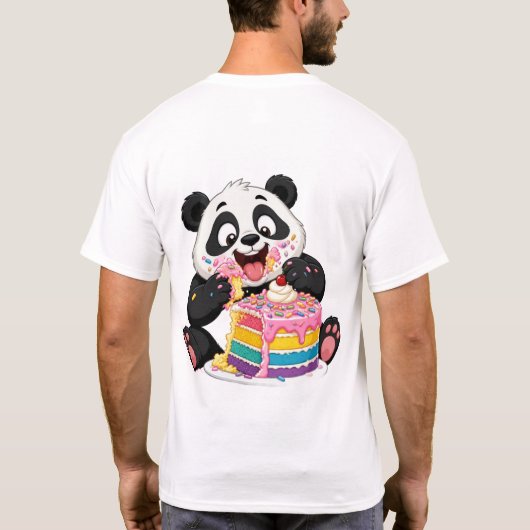 ケーキ好きパンダ Tシャツ (裏面)