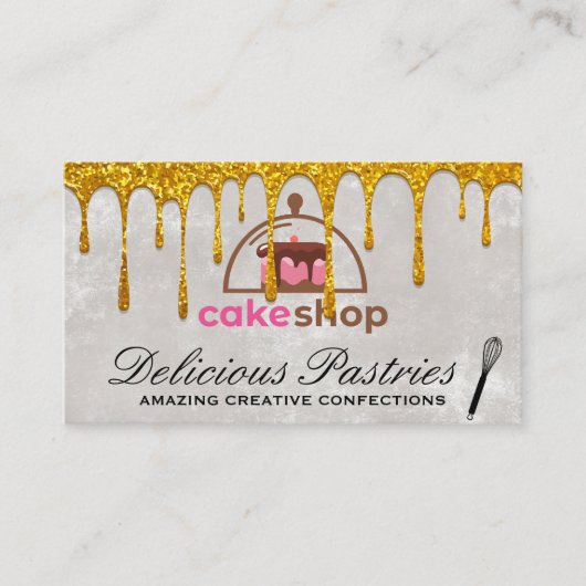 ケーキ屋 | 金ゴールドドリップウィスク 名刺 (正面)