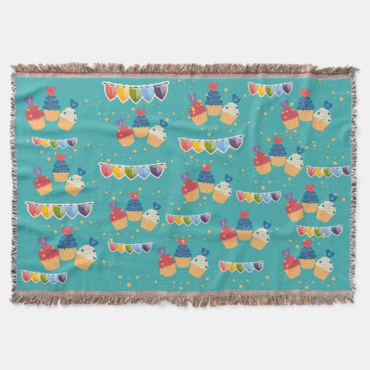 ケーキ模様 スローブランケット (正面)