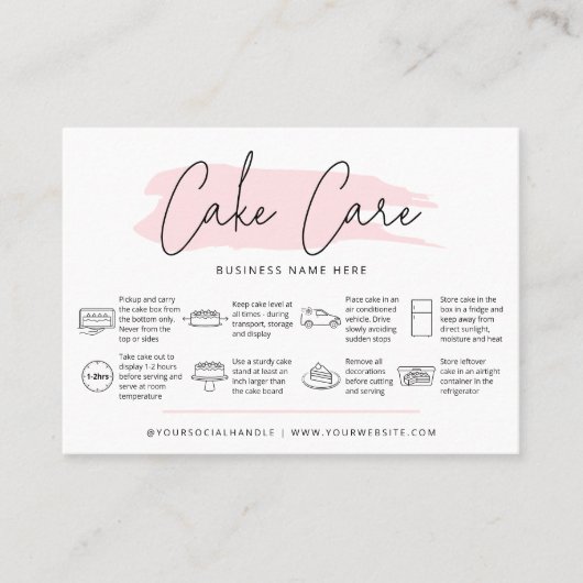 ケーキ気にの説明ガイガーリードピンクの水色 名刺