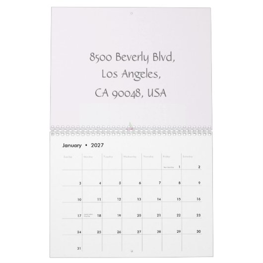 ケーキ水彩事業 カレンダー (1月 2027)