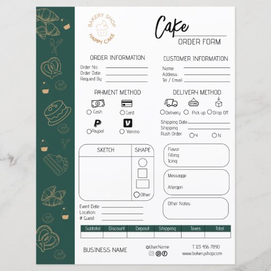 ケーキ注文型枠ベーカリースモールビジネス結婚ズケーキ (正面)