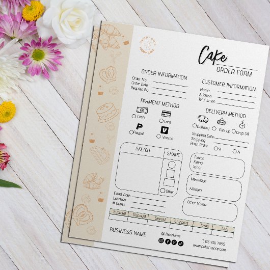 ケーキ注文型枠ベーカリースモールビジネス結婚ズケーキ チラシ