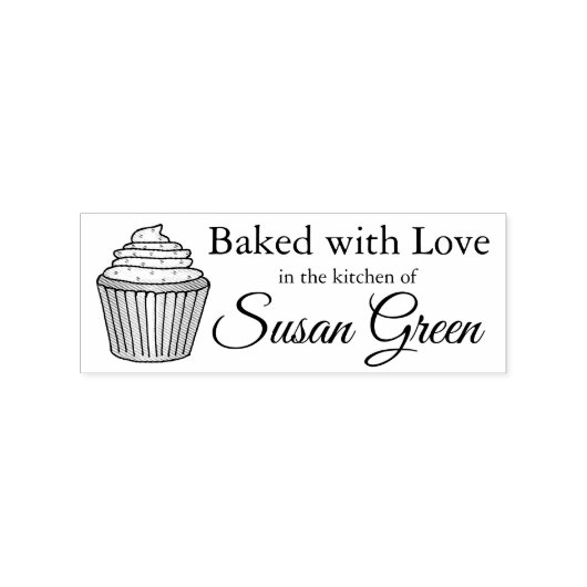 ケーキ焼いたを振りかける甘い霜の入ったカップケーキ ラバースタンプ (インプリント)