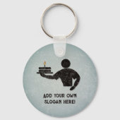 ケーキ焼いたー・ベイカーテーマ – 両側にあなたのテキスト キーホルダー (正面)