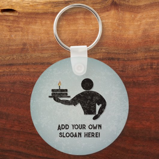 ケーキ焼いたー・ベイカーテーマ – 両側にあなたのテキスト キーホルダー (正面)