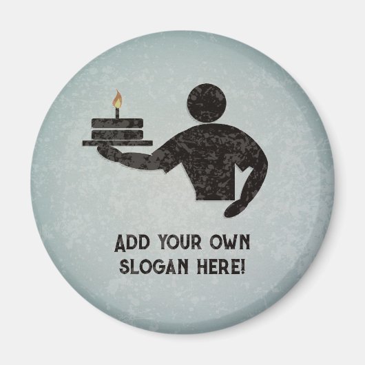 ケーキ焼いた – スチールメタル効果に独自の文字を追加 マグネット (正面)