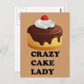 ケーキ熱狂するレディ ポストカード (正面/裏面)