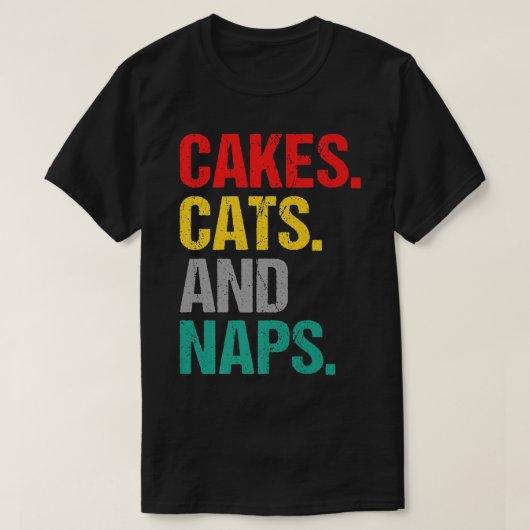 ケーキ猫と昼寝スナックベーキングケーキ Tシャツ (デザイン正面)