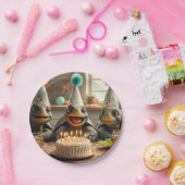 ケーキ祝と帽子のカメの誕生日 ペーパープレート (パーティー)